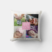 Baby Girl Nursery Photo Collage Birth Stats Kussen (Voorkant)