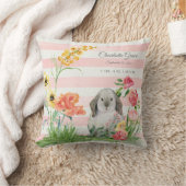 Baby Girl Nursery Rabbit Floral Birth Stats Name Kussen (Deken)