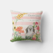 Baby Girl Nursery Rabbit Floral Birth Stats Name Kussen (Voorkant)