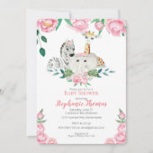 Baby Girl Oerwouden Dieren Showuitnodiging Kaart (Voorkant)