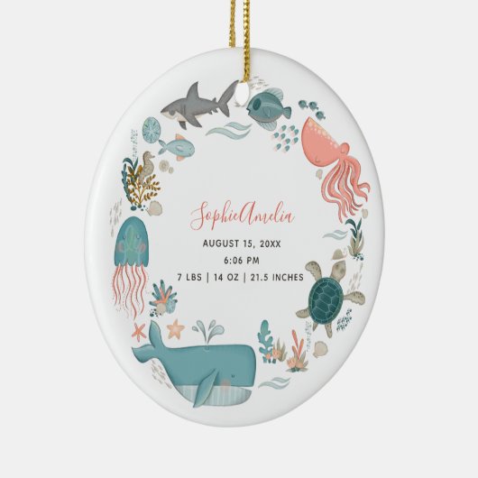 Baby Girl onder het Zee Vogel Stats Keepomwille Keramisch Ornament (Rechts)