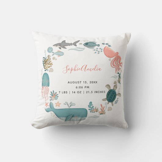 Baby Girl onder het Zee Vogel Stats Keepomwille Kussen (Voorkant)