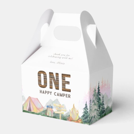 Baby Girl One Happy Camper Birthday Bedankdoosjes (Voorkant Zijde)