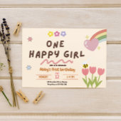 Baby Girl One Happy Girl Verjaardag Kaart