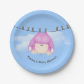 Baby Girl op Clothesline Papieren Bordje (Voorkant)