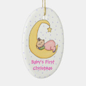 Baby Girl op Moon First Kerstversiering Keramisch Ornament (Rechts)