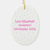 Baby Girl op Moon First Kerstversiering Keramisch Ornament (Achterkant)
