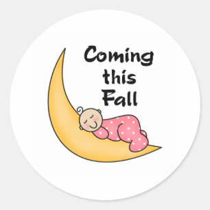 Baby Girl op Moon Herfst Ronde Sticker