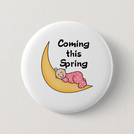 Baby Girl op Moon Spring Ronde Button 5,7 Cm (Voorkant)