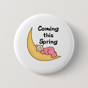 Baby Girl op Moon Spring Ronde Button 5,7 Cm