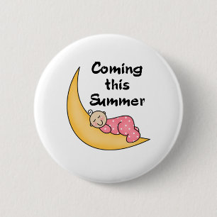 Baby Girl op Moon Summer Ronde Button 5,7 Cm