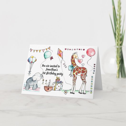 Baby Girl or Boys 1st Birthday Party Invitations (Voorkant)