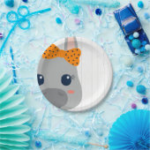 Baby Girl Oranje Donkey Baby shower Papieren Bordje (Feest)