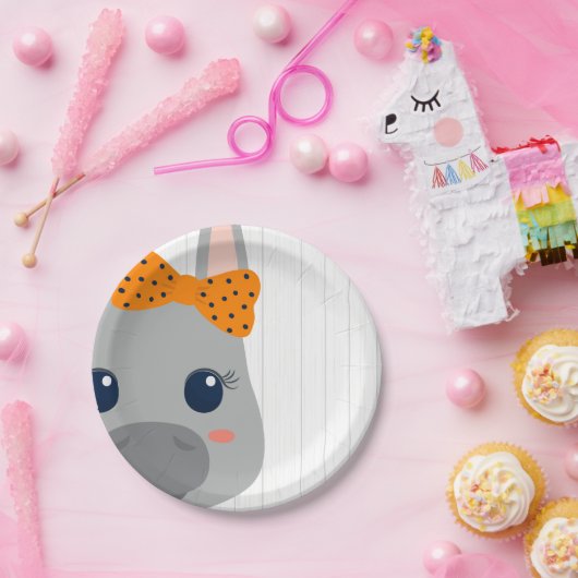 Baby Girl Oranje Donkey Baby shower Papieren Bordje (Feest)