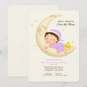 Baby Girl over het Baby shower Moon Kaart (Voorkant / Achterkant)