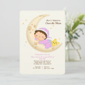 Baby Girl over het Baby shower Moon Kaart (Staand voorkant)