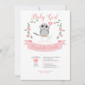 Baby Girl owl bear babyshower Kaart (Voorkant)
