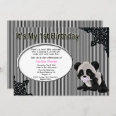 Baby Girl Panda Beer 1e verjaardag Uitnodiging (Voorkant / Achterkant)