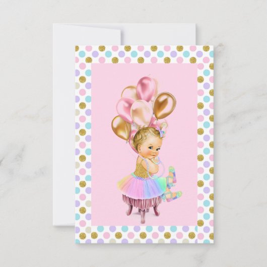  Baby Girl Pastel Glitter Party Kaart (Voorkant)