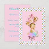  Baby Girl Pastel Glitter Party Kaart (Voorkant / Achterkant)