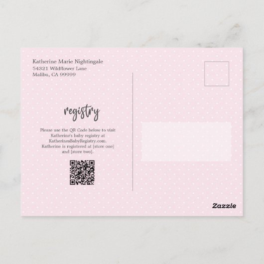 Baby Girl Pastel Roze Baby shower Uitnodiging (Achterkant)