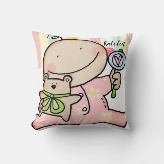 Baby Girl Pastel Stripe Sierkussen (Voorkant)