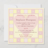 Baby Girl Patchwork Quilt Baby shower Invitation Kaart (Achterkant)