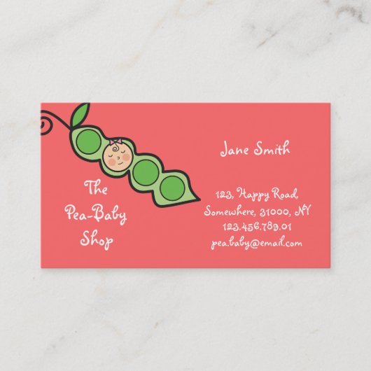 Baby Girl Pea in een Pod Fun Cartoon Profile Card Visitekaartje (Voorkant)