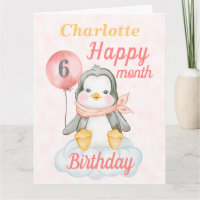 Baby Girl Penguin 6-maandenlang Big Card