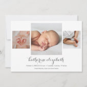 Baby Girl Photo Collage Birth Announements (Achterkant)