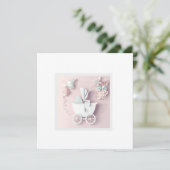 Baby Girl Pink 3d Effect Feestdagenkaart (Staand voorkant)