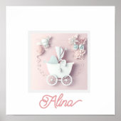 Baby Girl Pink 3d Effect Poster (Voorkant)