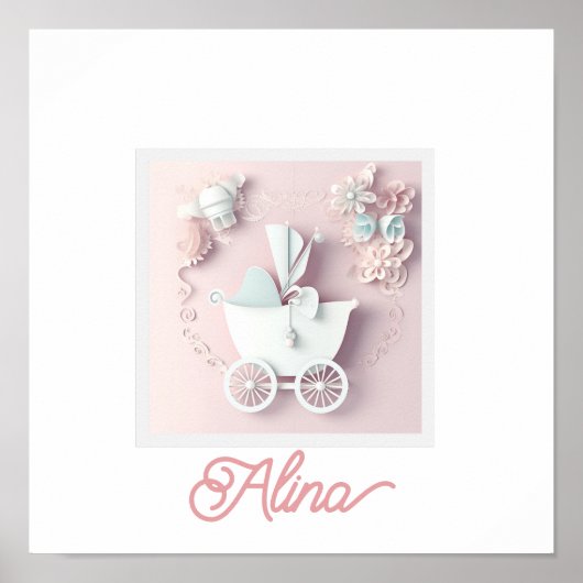 Baby Girl Pink 3d Effect Poster (Voorkant)