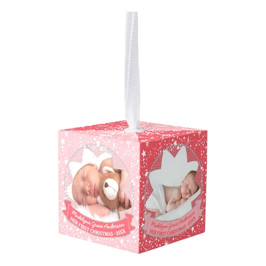 Baby Girl Pink Aangepaste kerstfeestmijlpalen Decoratie (Achter hoekig)