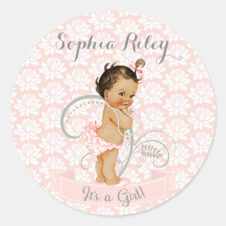 Baby Girl Pink Afrikaanse Latina Etnic Ronde Sticker