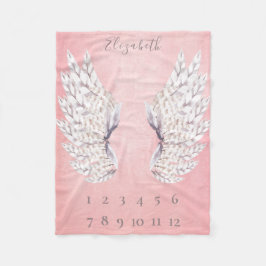 Baby Girl Pink Angel Wings Maandelijkse mijlpaal Fleece Deken