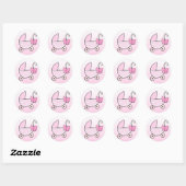 Baby Girl Pink Baby Buggy Ronde Sticker (Vel)