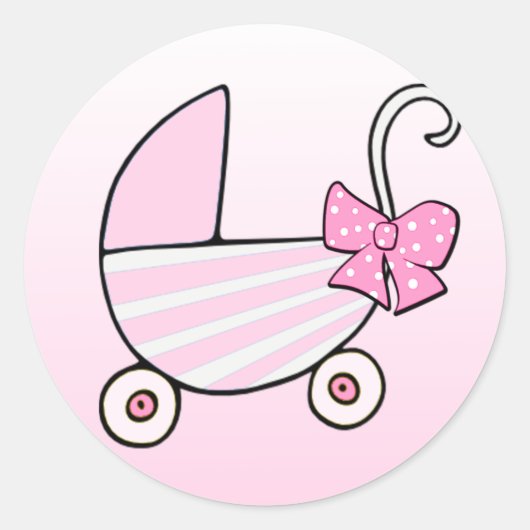 Baby Girl Pink Baby Buggy Ronde Sticker (Voorkant)