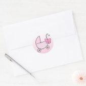 Baby Girl Pink Baby Buggy Ronde Sticker (Envelop)