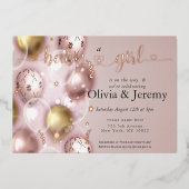 Baby Girl Pink-ballonnen Baby shower Folie Uitnodiging (Voorkant)