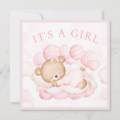 Baby Girl Pink Beer Aankondiging Kaart (Voorkant)