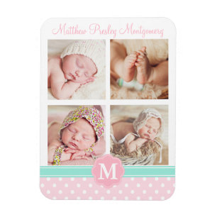 Baby Girl Pink Birth Keepomwille Persoonlijke foto Magneet