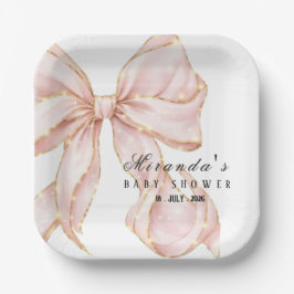 Baby Girl Pink Bow Baby Shower Invitation Papieren Bordje