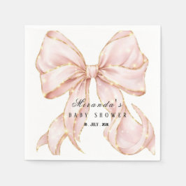 Baby Girl Pink Bow Baby Shower Invitation Servet