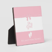 Baby Girl Pink Bows & Little Feet Custom Fotoplaat (Voorkant)