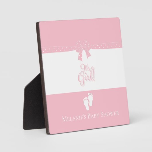 Baby Girl Pink Bows & Little Feet Custom Fotoplaat (Voorkant)