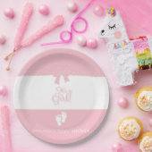 Baby Girl Pink Bows & Little Feet Custom Papieren Bordje (Feest)