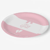 Baby Girl Pink Bows & Little Feet Custom Papieren Bordje (Gekanteld)