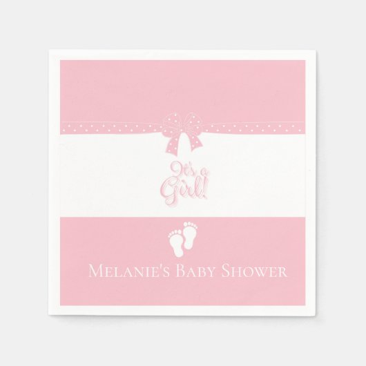 Baby Girl Pink Bows & Little Feet Custom Servet (Voorkant)