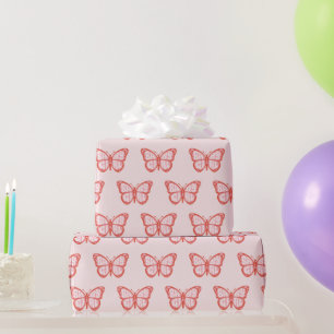 Baby Girl Pink Butterfly Baby shower Cadeaupapier